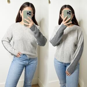 NEW Johnny Was Calme Gray Colorblock Whipstitch Recycled Cashmere Sweater Small